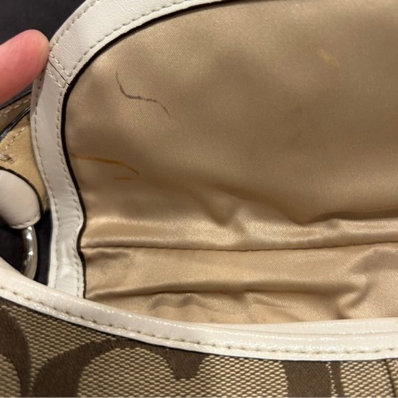 Coach 11860 Soho Signature C Logo Khaki Canvas White Buckle Shoulder Bag - Picture 6 of 8